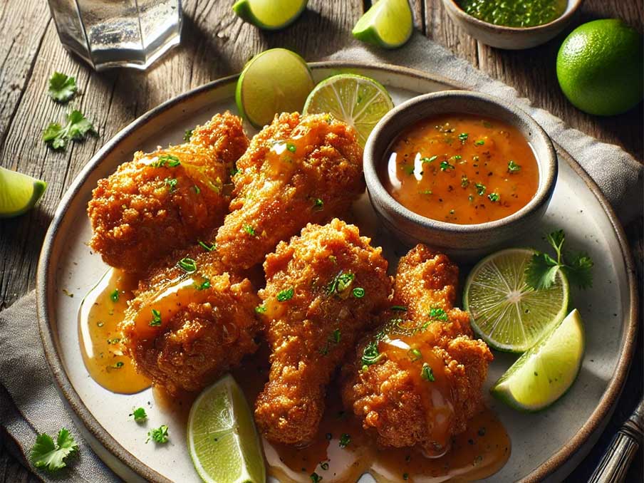 Deep-Fried Chicken with Finger Lime Sauce