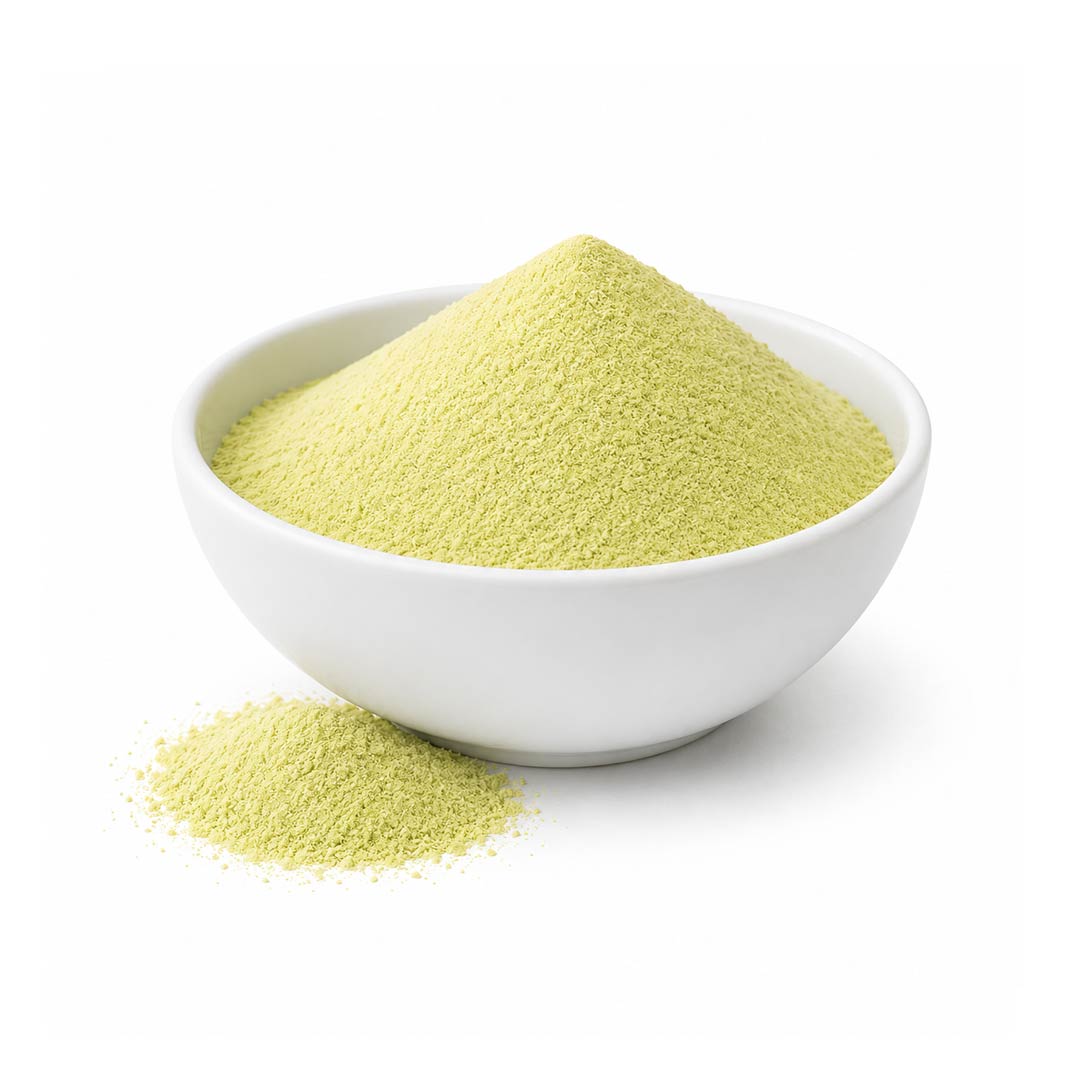 Freeze-dried Australian desert lime powder in a white bowl
